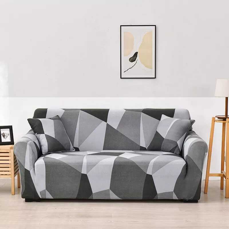 Housse Canapé d'Angle Universelle à Motifs Géométrique - Tissu Extensible