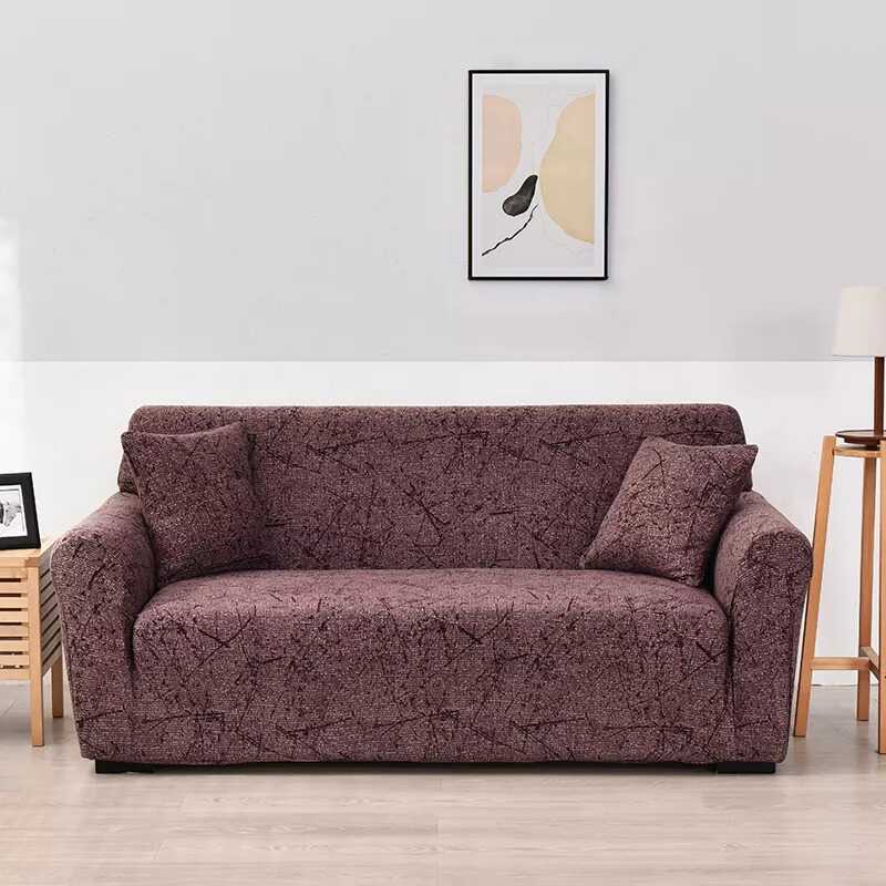 Housse Canapé d'angle Universelle Marron - Motifs Géométrique & Moderne