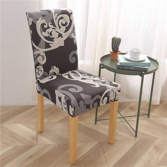 Housse de Chaise sur Mesure - Motif Baroque Noir et Blanc Élégant
