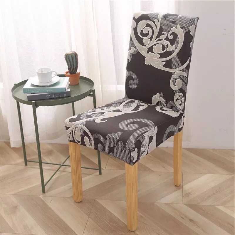 Housse de Chaise sur Mesure - Motif Baroque Noir et Blanc Élégant