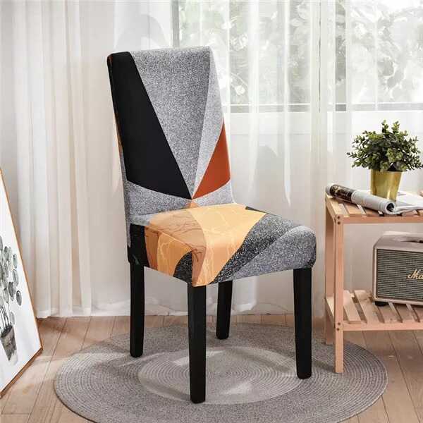 Housse de Chaise Extensible Design Géométrique - Moderne & Universelle pour Salle à Manger