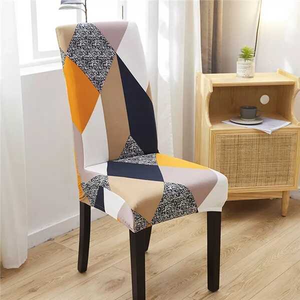 Housse de Chaise Extensible Motif Géométrique - Style Scandinave Multicolor