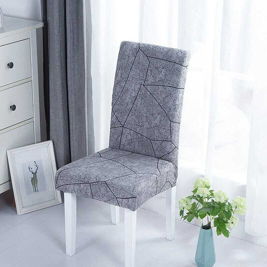 Housse de Chaise Extensible Universelle à Motifs Modernes - Style Scandinave Gris