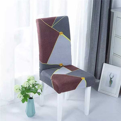 Housse de Chaise Extensible à Motifs Modernes - Style Scandinave Gris Marron