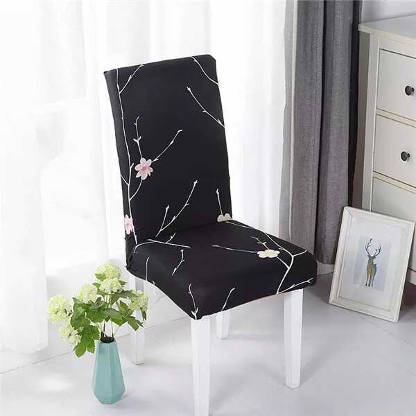 Housse de Chaise Extensible à Motifs Modernes - Style Scandinave Noir