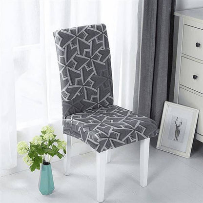 Housse de Chaise Extensible Grise à Motifs Géométrique - Moderne et universelle