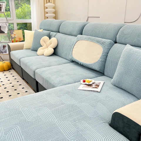 Housse de Coussin d'Assise pour Canapé - Tissu Ultra Doux en Velours Bleu