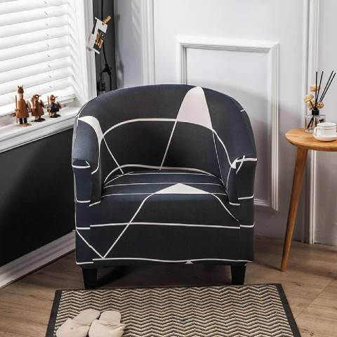 Housse de Fauteuil Club Extensible - Design Moderne Noir et Blanc