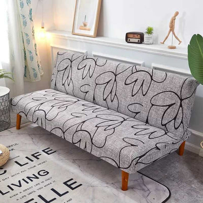 Housse de Clic Clac Extensible à Motifs Feuilles Noires  - Style Moderne Gris Clair
