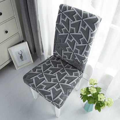 Housse de Chaise Extensible Grise à Motifs Géométrique - Moderne et universelle