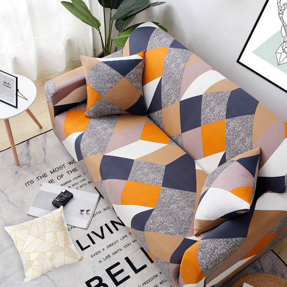 Housse de Canapé Extensible à Motif Géométrique - Protection & Style Moderne