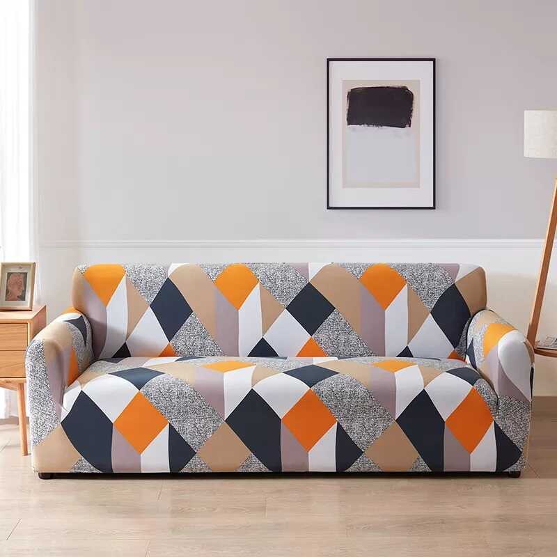 Housse de Canapé Extensible à Motif Géométrique - Protection & Style Moderne