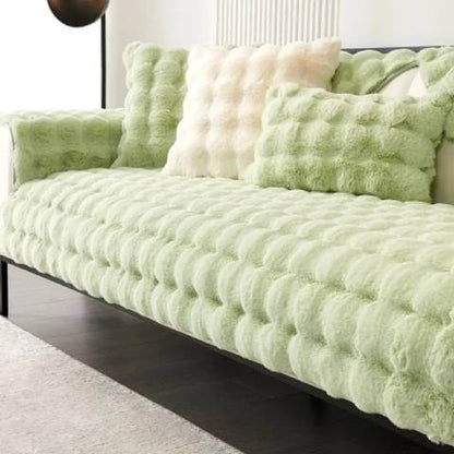 Housse de Canapé Ultra Douce en Fausse Fourrure - Vert Menthe