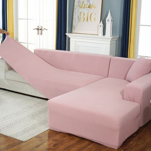 Housse de Canapé d'Angle Universelle - Rose - Installation Facile