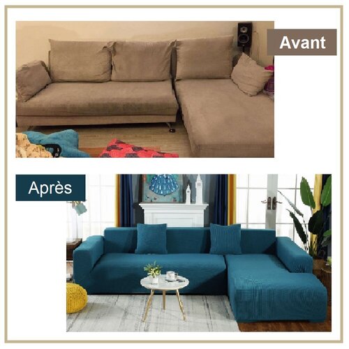 Housse de Canapé d'Angle Universelle - Marron