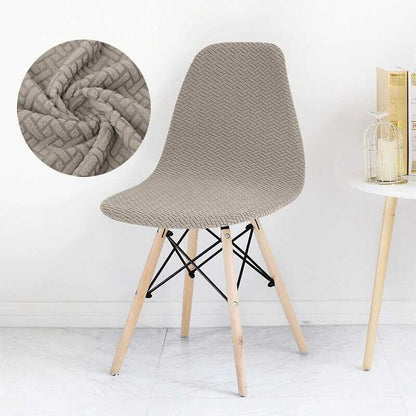 Housse de Chaise Scandinave en Tissu Extensible et Doux - Beige