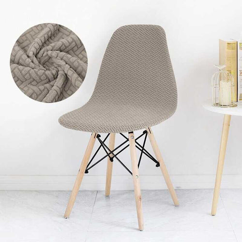 Housse de Chaise Scandinave en Tissu Extensible et Doux - Beige