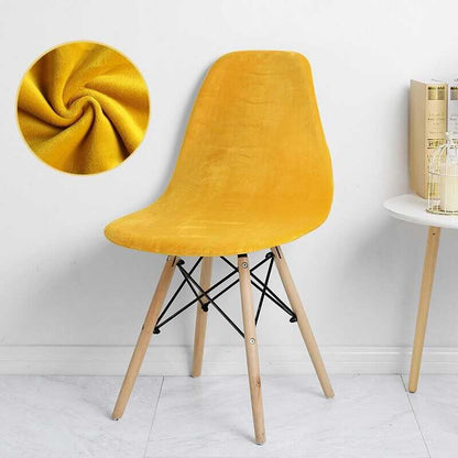 Housse de Chaise Scandinave Velours - Jaune - Installation simple et rapide