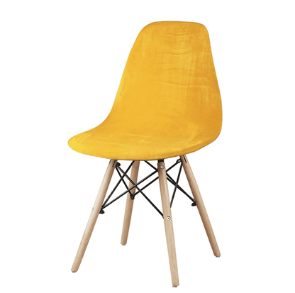 Housse de Chaise Scandinave Velours - Jaune - Installation simple et rapide