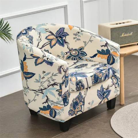 Housse de Fauteuil Club Extensible - Motif Fleuri Élégant et Raffiné