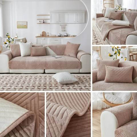 Housse de Fauteuil et Canapé Matelassée Beige – Élégance Discrète et Protection Antidérapante