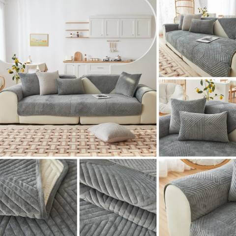 Housse de Fauteuil et Canapé Matelassée Gris Foncé – Confort et Protection Total