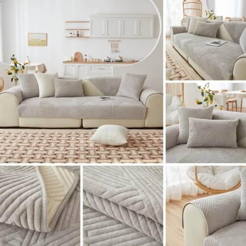 Housse de Fauteuil et Canapé Matelassée Gris Clair – Élégance et Protection