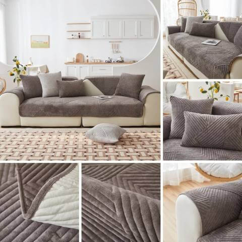 Housse de Fauteuil Antidérapante et Imperméable - Style Moderne Gris Foncé