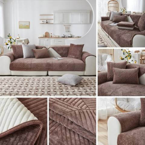 Housse de Fauteuil et Canapé Matelassée Marron – Élégance et Protection