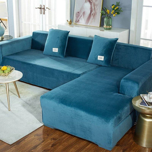 Housse de Canapé d'Angle <br/> Velours - Bleu Royal