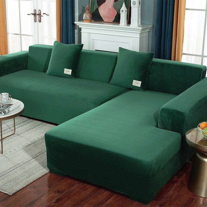Housse de Canapé d'Angle <br/> Velours - Vert