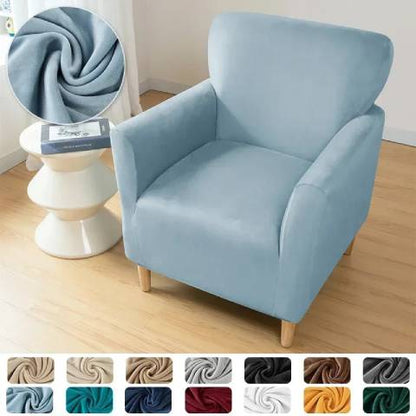 Housse de fauteuil extensible en velours - bleu ciel