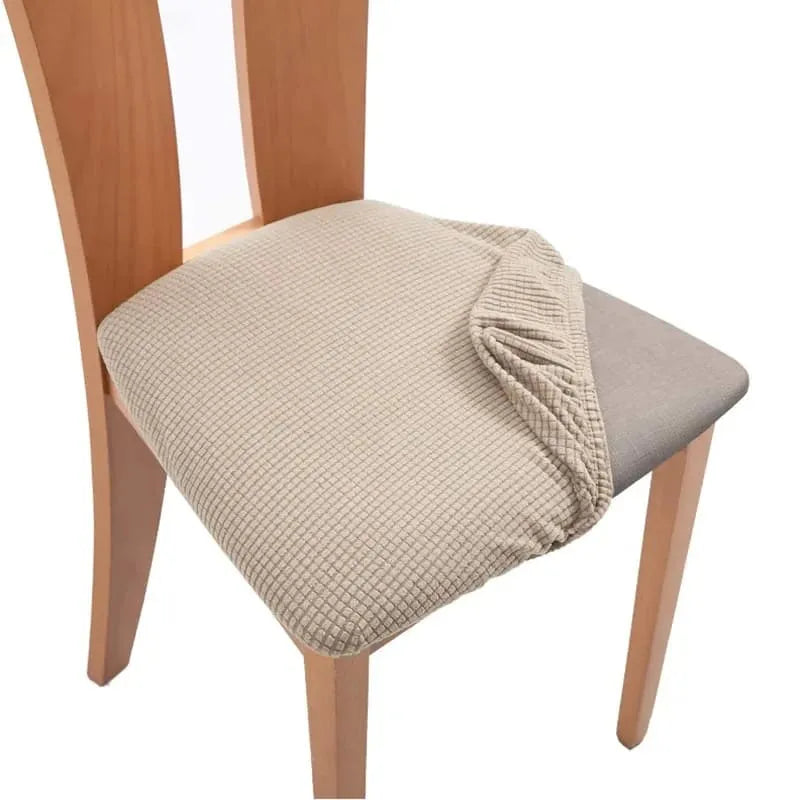 Housse d'assise de chaise en tissu jacquard beige clair