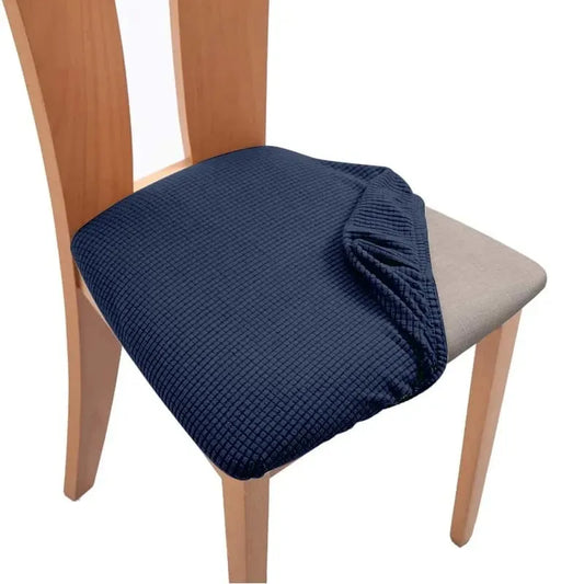 Housse d'assise de chaise en tissu jacquard bleu marine