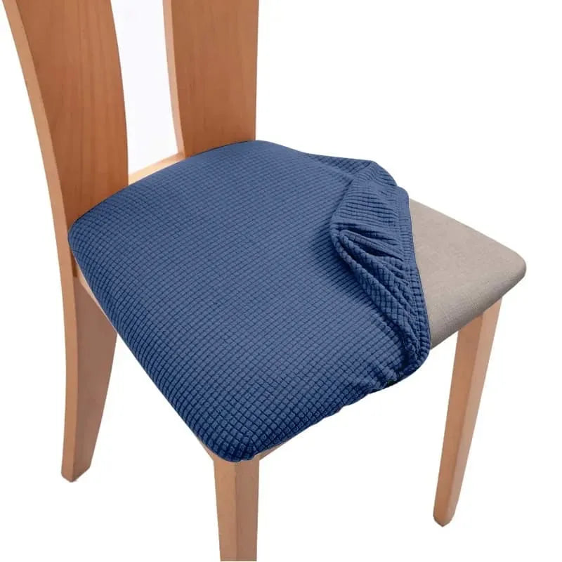 Housse d'assise de chaise en tissu jacquard bleu