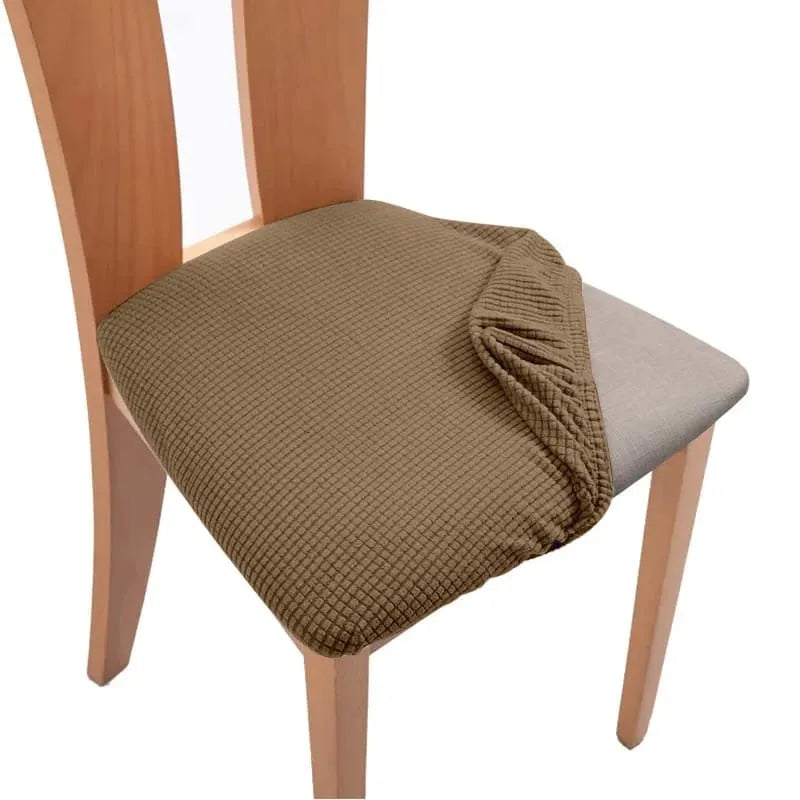 Housse d'assise de chaise en tissu jacquard brun
