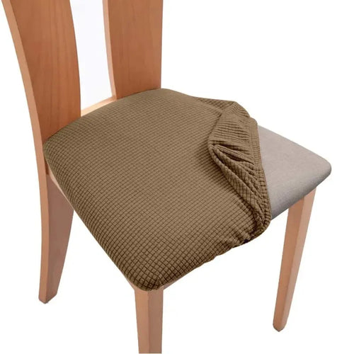 Housse d'assise de chaise en tissu jacquard brun