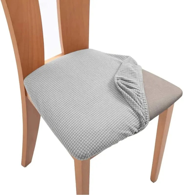 Housse d'assise de chaise en tissu jacquard gris clair