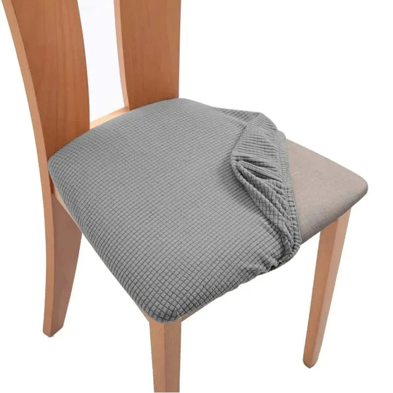 Housse d'assise de chaise en tissu jacquard gris