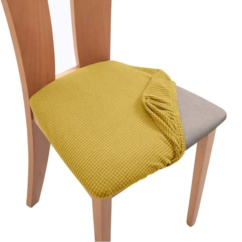 Housse d'assise de chaise en tissu jacquard jaune