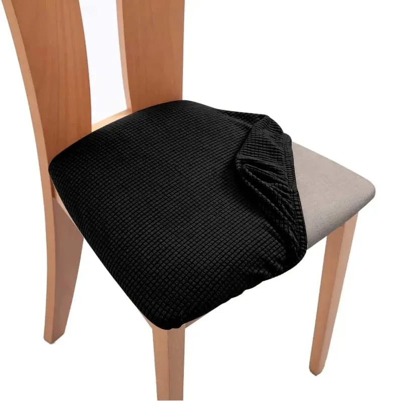 Housse d'assise de chaise en tissu jacquard noir