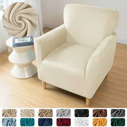 Housse de fauteuil extensible en velours - beige
