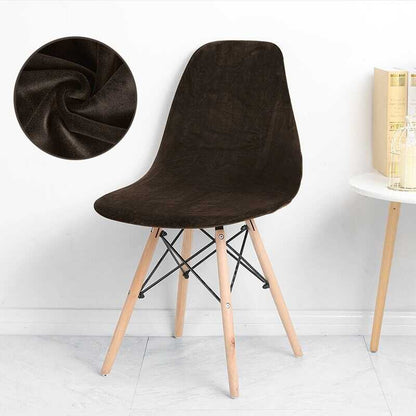 Housse de Chaise Scandinave Velours - Marron - Protection Optimale