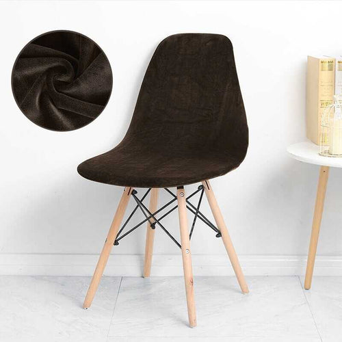 Housse de Chaise Scandinave Velours - Marron - Protection Optimale