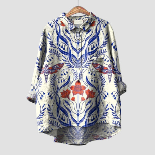 Ivana | Chemise oversize pour femme avec imprimé botanique et style naturel
