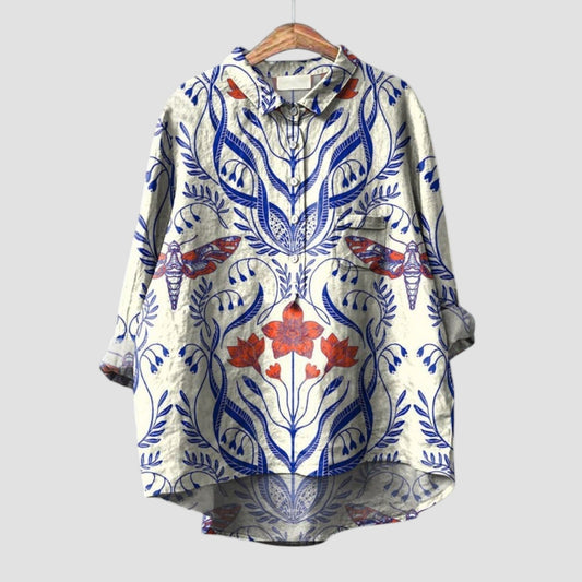 Ivana | Chemise oversize pour femme avec imprimé botanique et style naturel