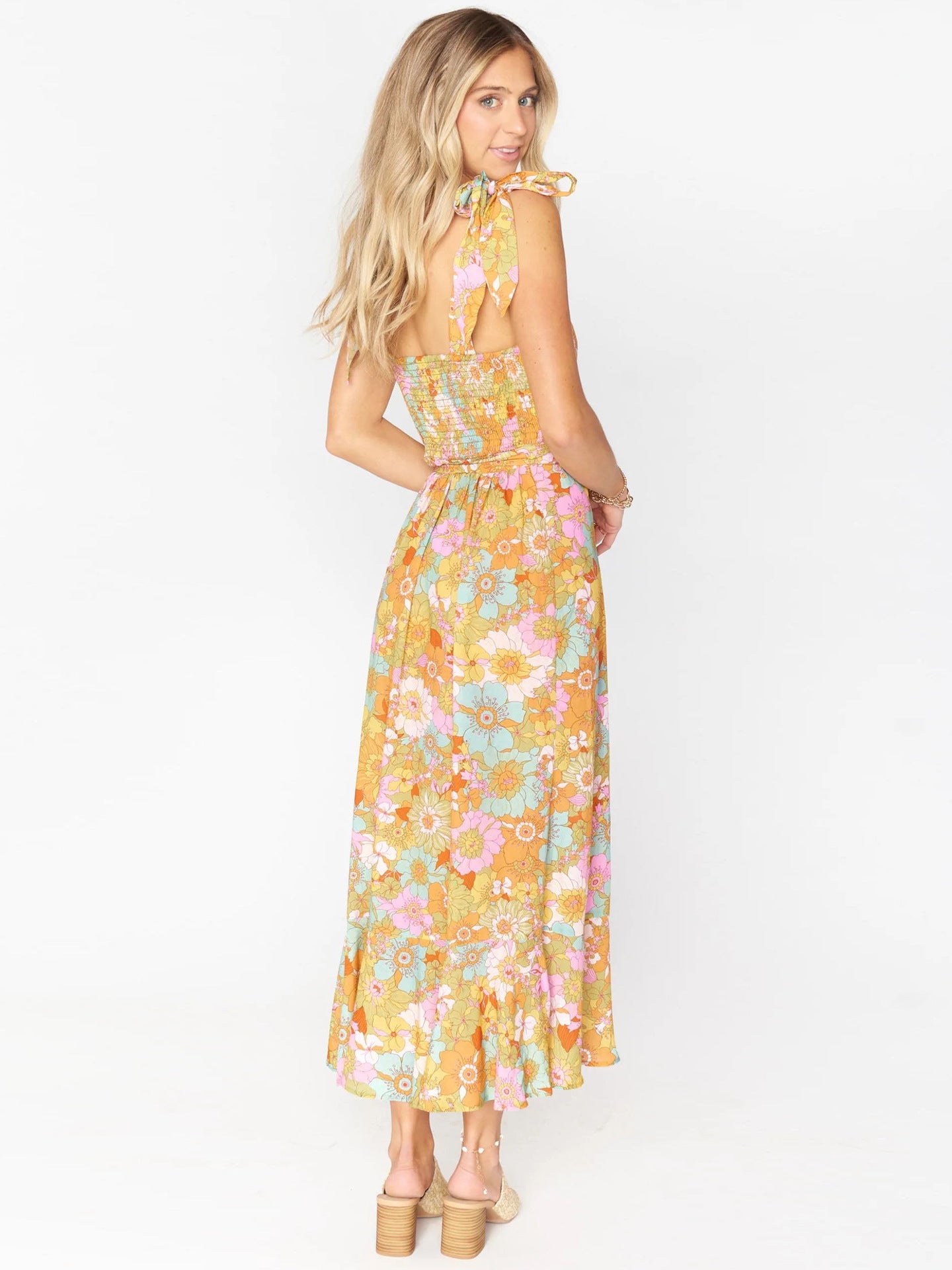 Robe longue fleurie hippie