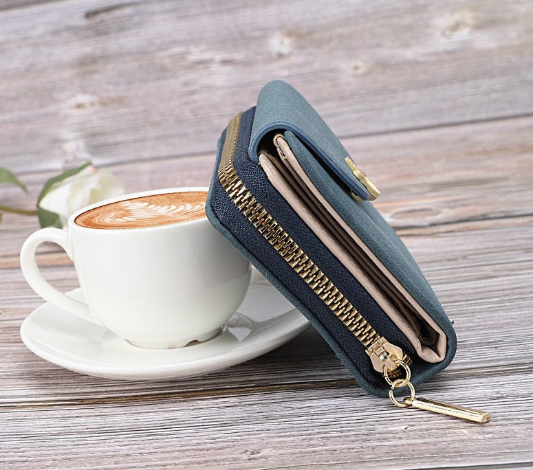 Petit portefeuille femme élégant feuille