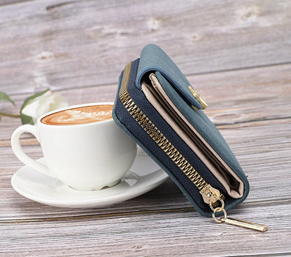 Petit portefeuille femme élégant feuille