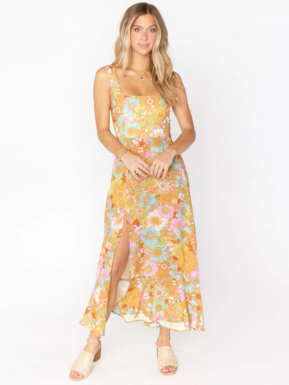 Robe longue fleurie hippie